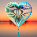 Wind Spinner, Hanging Wind Sculptures,Wind Spinners for Yard and Garden Decor,Yard Decorations Outdoor,Hanging Art Ornaments for Garden Yard Balcony Decor (Rainbow Heart)
