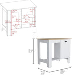 Kitchen Island, Single Door Cabinet, Shelf White/Macadamia | Includes two internal storage shelves for organized kitchen essentials