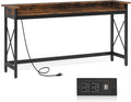 LITTLE TREE 70.9 inch Long Sofa Console Table with Outlets Charging Station Narrow Entryway Hallway Accent Furniture