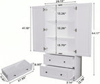 DIYART 64.2" Tall White Kitchen Pantry, Storage Cabinet with Doors and Drawers, Freestanding Wooden Organizer for Kitchen, Dining Room