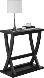 ChooChoo Black End Table, Narrow Side Table with Storage Shelf, Modern X-Design Slim Bedside Tables for Living Room, Bedroom, Small Spaces