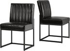 SIMTONAL Black Dining Chairs Set of 4, Modern Comfortable Upholstered Chairs, PU Leather Kitchen & Dining Room Chair with Black Finish Metal Frame