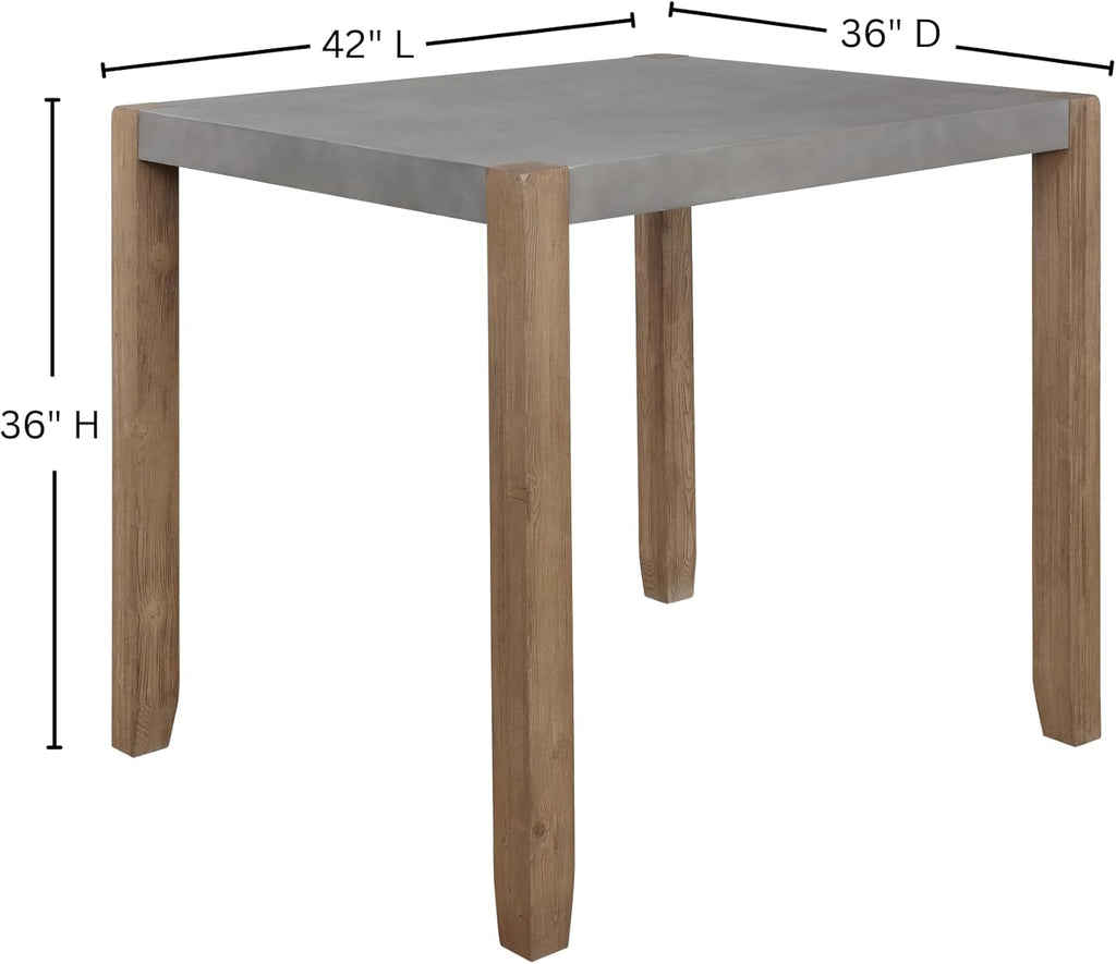 Alaterre Furniture Newport Dining Table for 4 – Rustic Industrial 42” x 36” Kitchen Table with Gray Faux Concrete Top & Light Amber Wood Legs