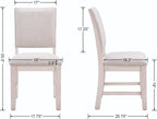 Farmhouse Dining Chairs Set of 4 Upholstered Kitchen Chairs with Cross Back Armless Wooden Side Chairs for Dining Room, Living Room, Reception (Grey Linen + White Frame)