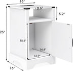 RoyalCraft Farmhouse Nightstand, White End Table for Bedroom | 25" Tall Bedside Table with Charging Station, Wooden Side Table with Large Storage and Shelf for Bedroom, Living Room