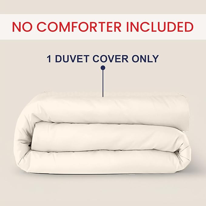 Kotton Culture 1 Pc Queen Size Duvet Cover Only -100% Egyptian Cotton Sateen 600 Thread Count Ultra Soft Premium Durable Comforter Cover Zipper Closure & Corner Ties (Butter, Queen/Full 90" X 90")