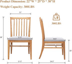 Wood Dining Chairs Set of 2, Upholstered Farmhouse Dining Room Chair, Chenille Armless Side Chair with Solid Rubberwood Legs, Rustic Wooden Kitchen Chair for Kitchen/Living Room, Grey