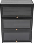 3 Tier Bamboo Kitchen Storage Shelf Countertop Cabinet Pantry, Kitchen Cabinet Spice Rack Shelf with Flip Up Doors Small Cupboard Food Pantry Cabinets