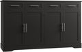 HOSTACK 60" W Sideboard Buffet Cabinet with Storage, Kitchen Cabinet, Black
