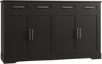 HOSTACK 60" W Sideboard Buffet Cabinet with Storage, Kitchen Cabinet, Black