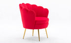 Modern Accent Velvet Chairs Comfy Upholstered Vanity Chairs for Bedroom Armchair Dining Chairs with Golden Metal Legs Desk Chair Makeup Chairs for Living Room （red）