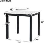 Merax Dining Table Set, 5 Piece Counter Height Dining Table Set with Faux Marble Dining Table and 4 Upholstered-Seat Chairs, Dining Room Table Set for Kitchen/Living Room, Black