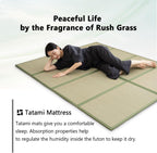EMOOR Japanese Tatami Mat Twin Natural Rush Grass (Undyed), Foldable Igusa Mattress Floor Sleeping Japanese Futon Mattress Meditation Yoga Zen
