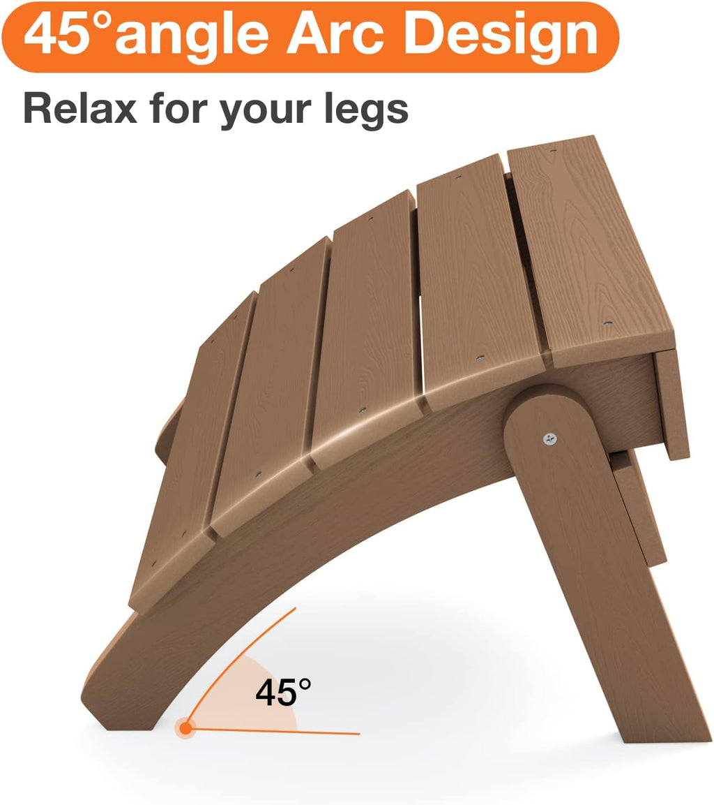 YEFU Adirondack Ottoman, Patio Foot Rest, Adirondack Foot Rest (2-Piece Folding Adirondack Ottoman, Teak)