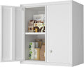 IRONFFICE Wall Cabinet,Metal Wall Cabinet for Garage with Lock,Metal Locking Storage Cabinet with Adjustable Shelf for Kitchen,Home Office,White