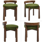 Ya-Home Modern Vanity Chair Upholstered Small Ottoman Footstool, Make Up Stool Velvet Fabric with Backrest Wooden Frame for Living Room Bedrooms, 1PC, Green