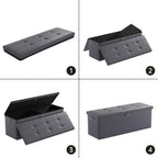 ENGPOW Storage Ottoman, Fireproof Folding Bench with Lock(15”x 43”x15”), Water-Resistant ＆ Heat Insulation Large Storage Chest with Handles＆2 Extra Spaces Safe for Living Room, Bedroom, Home, Grey