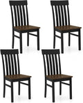 GIANTEX Wooden Dining Chairs Set of 4, Hollowed Backrest & Rubber Wood Seat | Farmhouse Kitchen Chair for Casual Dining, Rustic Wood Side Chairs for Home Living Room Restaurant, Black & Walnut