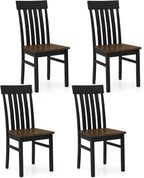 GIANTEX Wooden Dining Chairs Set of 4, Hollowed Backrest & Rubber Wood Seat | Farmhouse Kitchen Chair for Casual Dining, Rustic Wood Side Chairs for Home Living Room Restaurant, Black & Walnut