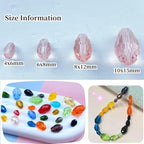 130pcs 6x8mm Teardrop Crystal Glass Beads Vertical Hole Faceted Glass Teardrop Spacer Beads for Bracelets Necklace Earring DIY Jewelry Making Craft(Pink)