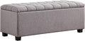 38-inch Grey Fabric Storage Ottoman Bench with Hinged Lid - Long End of Bed Bench for Bedroom, Living Room & Entryway, Footrest Seat Trunk