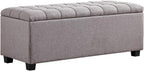 38-inch Grey Fabric Storage Ottoman Bench with Hinged Lid - Long End of Bed Bench for Bedroom, Living Room & Entryway, Footrest Seat Trunk