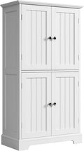 ChooChoo Bathroom Floor Cabinet, Modern Bathroom Storage Cabinet with 4 Doors and Adjustable Shelves, Freestanding Cupboard for Living Room, White | Bathroom Storage Cabinet, 4 Doors, Freestanding Cupboard for Living Room, White
