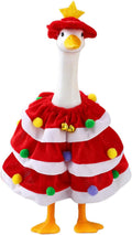 Christmas Porch Goose Outfits with Bells, 2 Pcs/Set Lawn Cement Goose Clothes, 23" Patio Yard Garden Geese Costume Decoration, Red