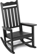 Stoog Patio Rocking Chair, All-Weather Porch Rocker, 400 lbs Weight Support, Never Fade or Rot, for Backyard, Fire Pit, Lawn and Garden, Black