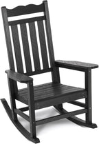 Stoog Patio Rocking Chair, All-Weather Porch Rocker, 400 lbs Weight Support, Never Fade or Rot, for Backyard, Fire Pit, Lawn and Garden, Black