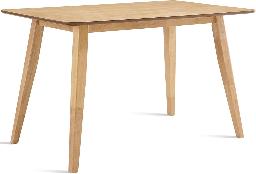 FSC Certified Wood Dining Room Table, 51in Small Rectangular Kitchen Table Space Friendly, Easy Assemble Solid Rubberwood Leg Table for Apartment (Table Only)