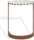 SAFAVIEH Couture Collection - Tomlinson Brown & White Metal Accent Table, Sculptural Modern Side Table, High-Gloss Resin Round Top, Fully Assembled (SFV6805B)