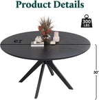 Round Dining Table for 4, Kitchen Table with Intersecting Pedestal Base, for Dining Room, Living Room,Kitchen (Black)
