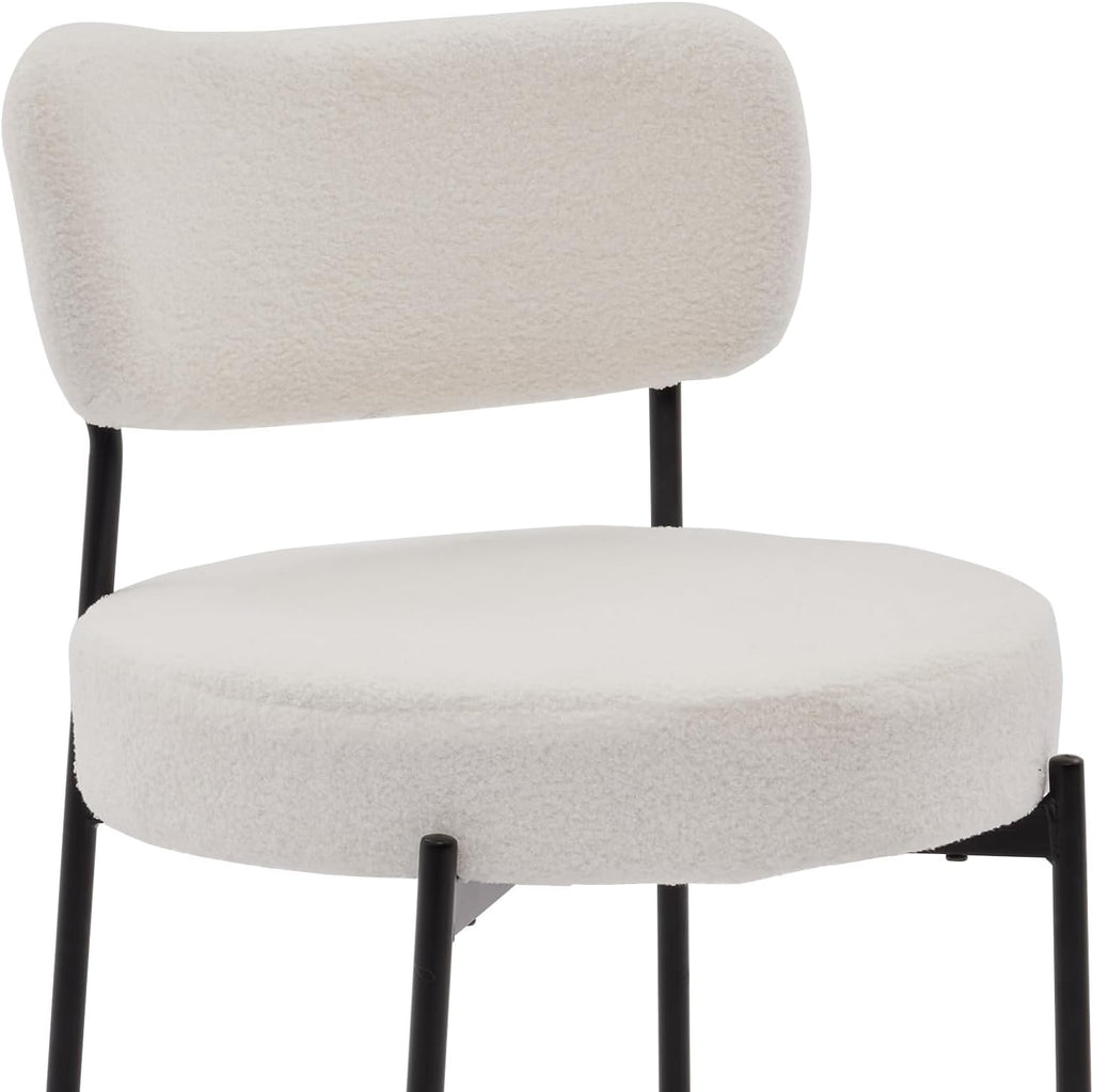 White Dining Chairs Set of 4, Modern Mid Century Kitchen Chairs with Upholstered Seat, Round Dining Room Chair with Metal Frame