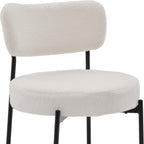 White Dining Chairs Set of 4, Modern Mid Century Kitchen Chairs with Upholstered Seat, Round Dining Room Chair with Metal Frame