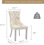 LKTART Dining Chairs Set of 6 Mid-Century Modern Chairs with Pull Ring, Velvet Upholstered Dining Chair with Wooden Legs Nailhead Trim for Kitchen Bedroom Dining Room (Beige)