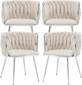 Velvet Dining Chairs Set of 4, Upholstered Dining Room Chairs with Metal Legs, Sillas de Comedor Modernas 4, Modern Kitchen Chairs for Dining Room, Living Room, Kitchen, Bedroom, Beige