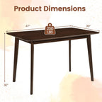 Giantex Dining Table for 4, 47" Rectangular Wooden Kitchen Table with Solid Rubber Wood Legs, Mid Century Modern Dinner Table for Dinette, Living Room, Home Office (Walnut)