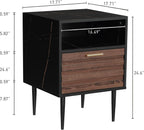 GIA Home Furniture Series Walnut Nightstands Set of 2, Faux Black Walnut Marble End Table for Living Room, Bedroom