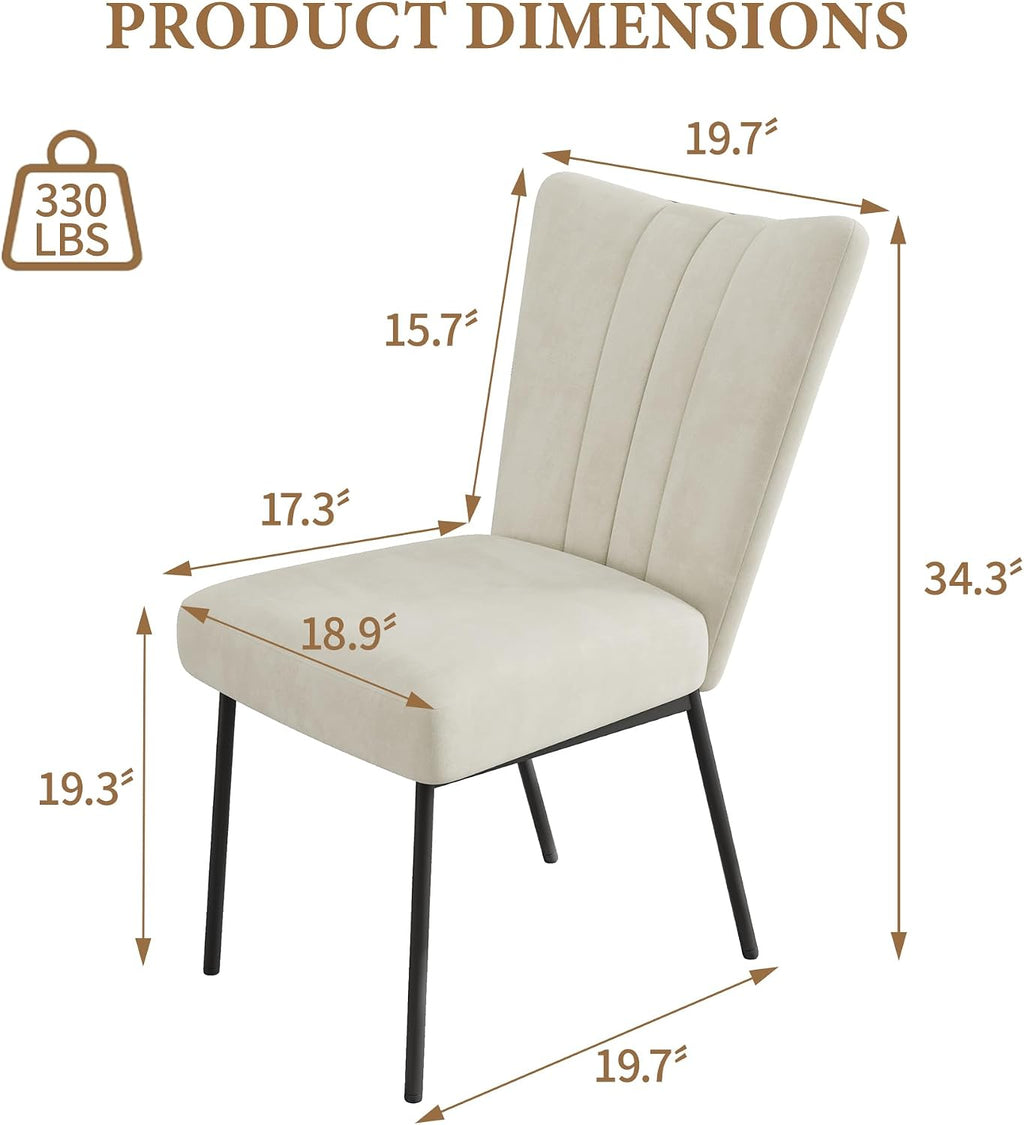 ZckyCine Dining Chairs Set of 4, Upholstered Velvet Kitchen Chairs with Thick Padded Seat and Sturdy Metal Legs, Modern Farmhouse Accent Chairs for Dining Room, Living Room, Waiting Room
