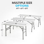 SIMPLI-Magic White Foldable Table (4FT), 2-Pack Indoor/Outdoor Folding Utility Tables with Carry Handle for Parties, Events, Crafts, and Picnics