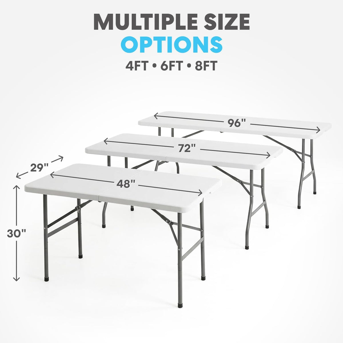 SIMPLI-Magic White Foldable Table (4FT), 2-Pack Indoor/Outdoor Folding Utility Tables with Carry Handle for Parties, Events, Crafts, and Picnics