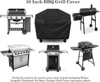 Pork Barrel Gas Grill Cover for Outdoor Grill, Grilling Gifts for Men – Heavy Duty Weber Gas Grill Cover I Waterproof I Weather UV Resistant, Black (58" L x 24" W x 48" H)