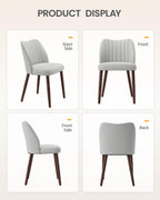 Upholstered Dining Chairs Set of 6, Farmhouse Fabric Kitchen Chairs with Solid Wood Legs, Modern Dining Room Chairs for Restaurant & Cafe, Light Grey