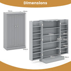 TANGZON 41"/47" Kitchen Cupboard, Kitchen Pantry Cabinet with Doors & Adjustable Shelves, Space Saving Larder Storage Cupboard Organiser for Dining Room Living Room Entryway (60 x 30 x 104cm, Grey)