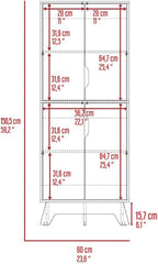 Pamplona Double Kitchen Pantry, Double Door, Four Legs, Four Shelves -Light Oak/White