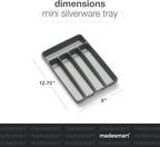 madesmart Classic Mini Silverware Tray, Soft Grip, Non-Slip Kitchen Drawer Organizer, 5 Compartments, Multi-Purpose Home Organization, BPA Free, Granite