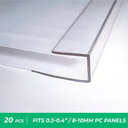 Polycarbonate Greenhouse Panels U Connector Profile - 20 Pieces, 2ft Length, Prevent Dust, Rain & Moisture from Getting into Twin-Wall Greenhouse Panels, Fit 10mm or 8mm Panels (U Connectors 10mm-2ft)