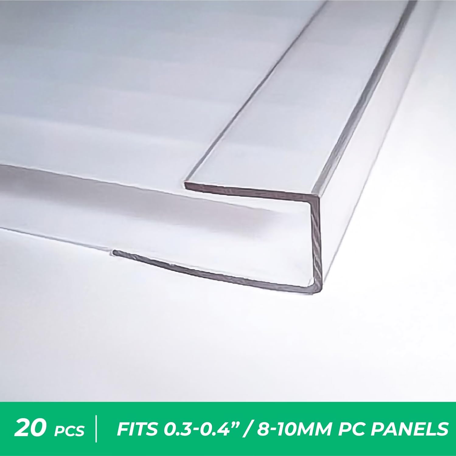 Polycarbonate Greenhouse Panels U Connector Profile - 20 Pieces, 2ft Length, Prevent Dust, Rain & Moisture from Getting into Twin-Wall Greenhouse Panels, Fit 10mm or 8mm Panels (U Connectors 10mm-2ft)