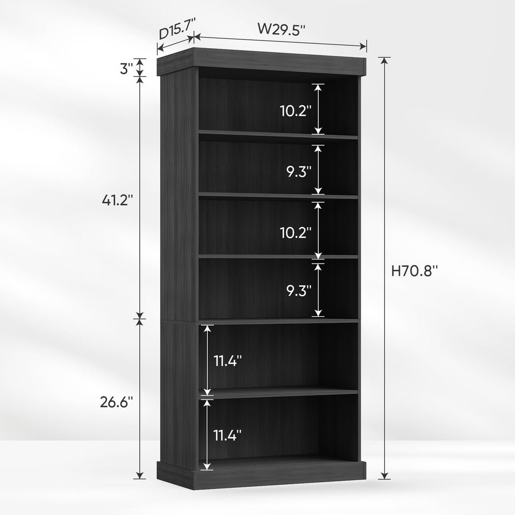 ivaniti 70.8" Tall Farmhouse Modular Kitchen Storage Cabinet with Glass Doors, 6-Tier Adjustable Shelves for Kitchen Organization, Set of 3, Black